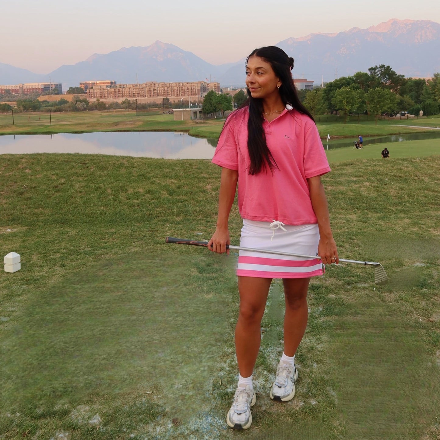 EG oversized drawstring waist polo - azalea pink