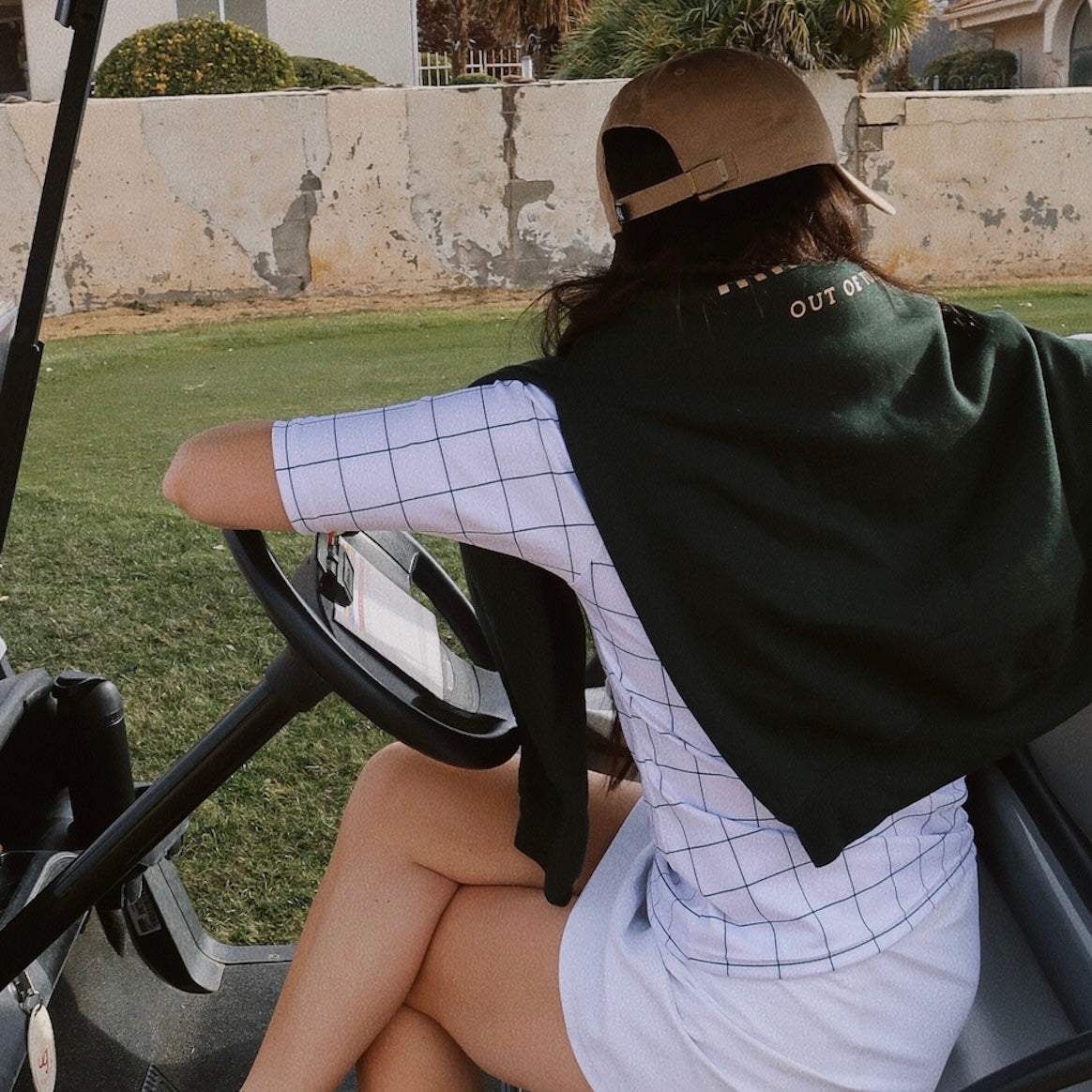 EG elbow length sleeve polo - White grid