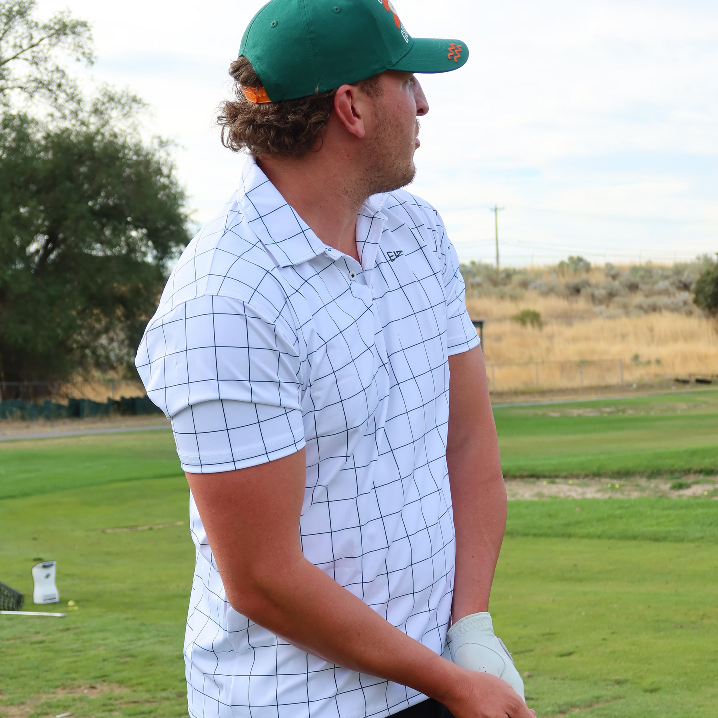 EG Mens Classic polo - white grid