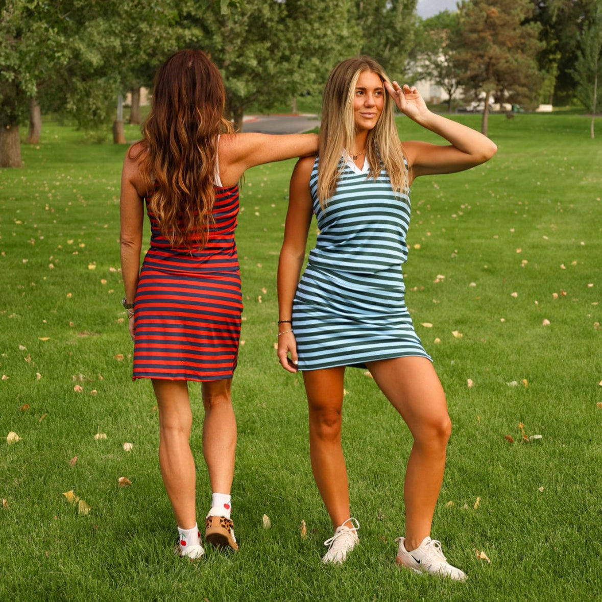 EG Classic striped skirt - evergreen/sky