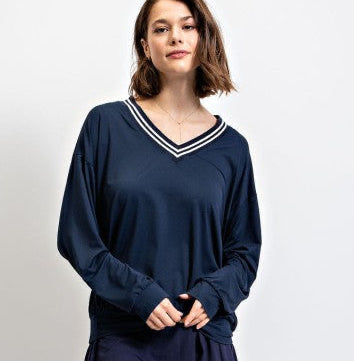 Quick Dry V neck-navy