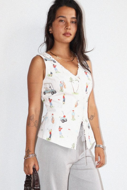 Tee time print vest