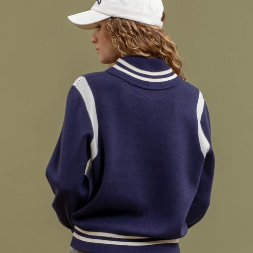 Varsity bomber sweater