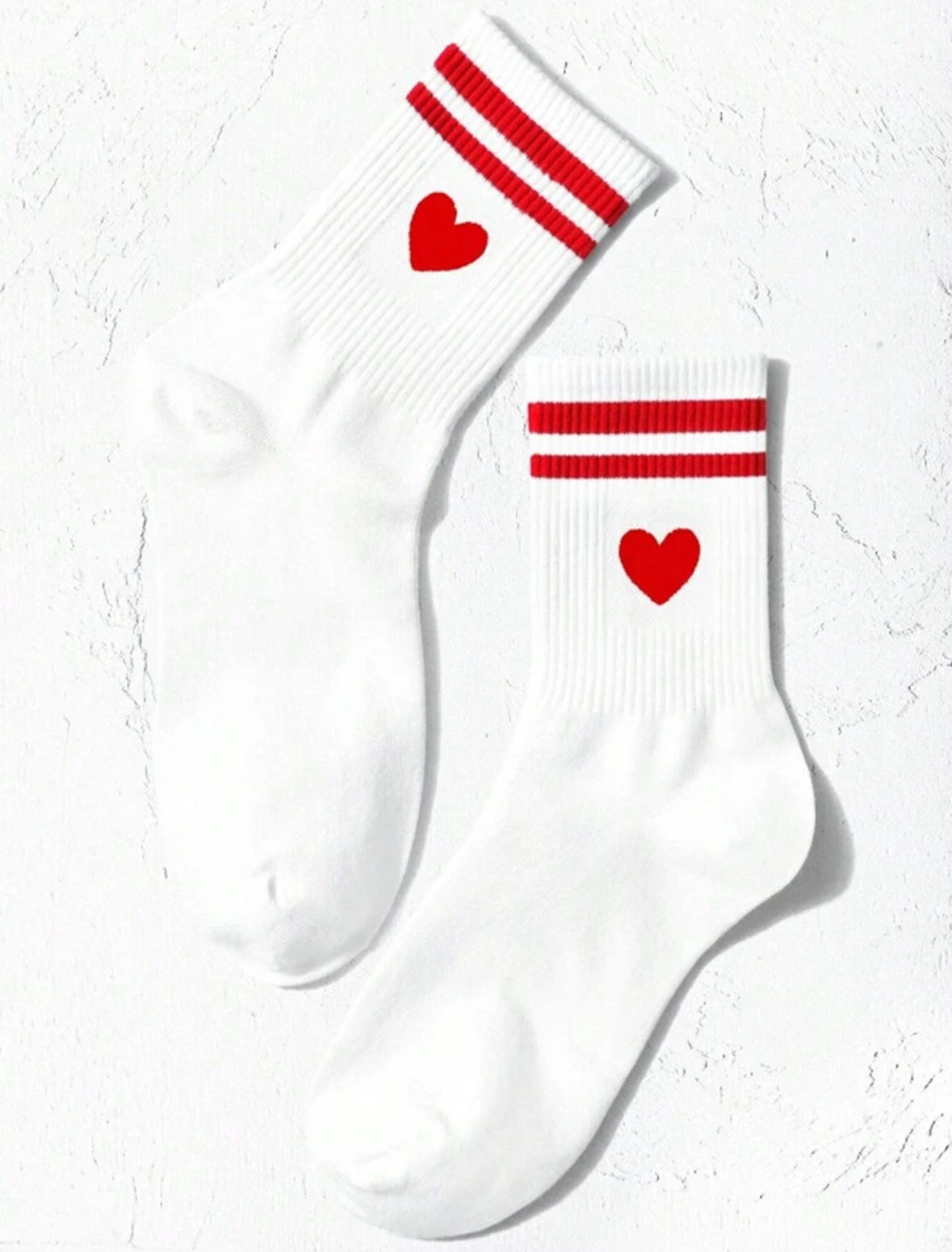 Striped heart short crew socks