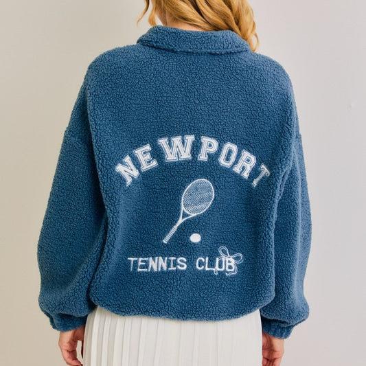 Newport Tennis Club Sherpa fleece half zip