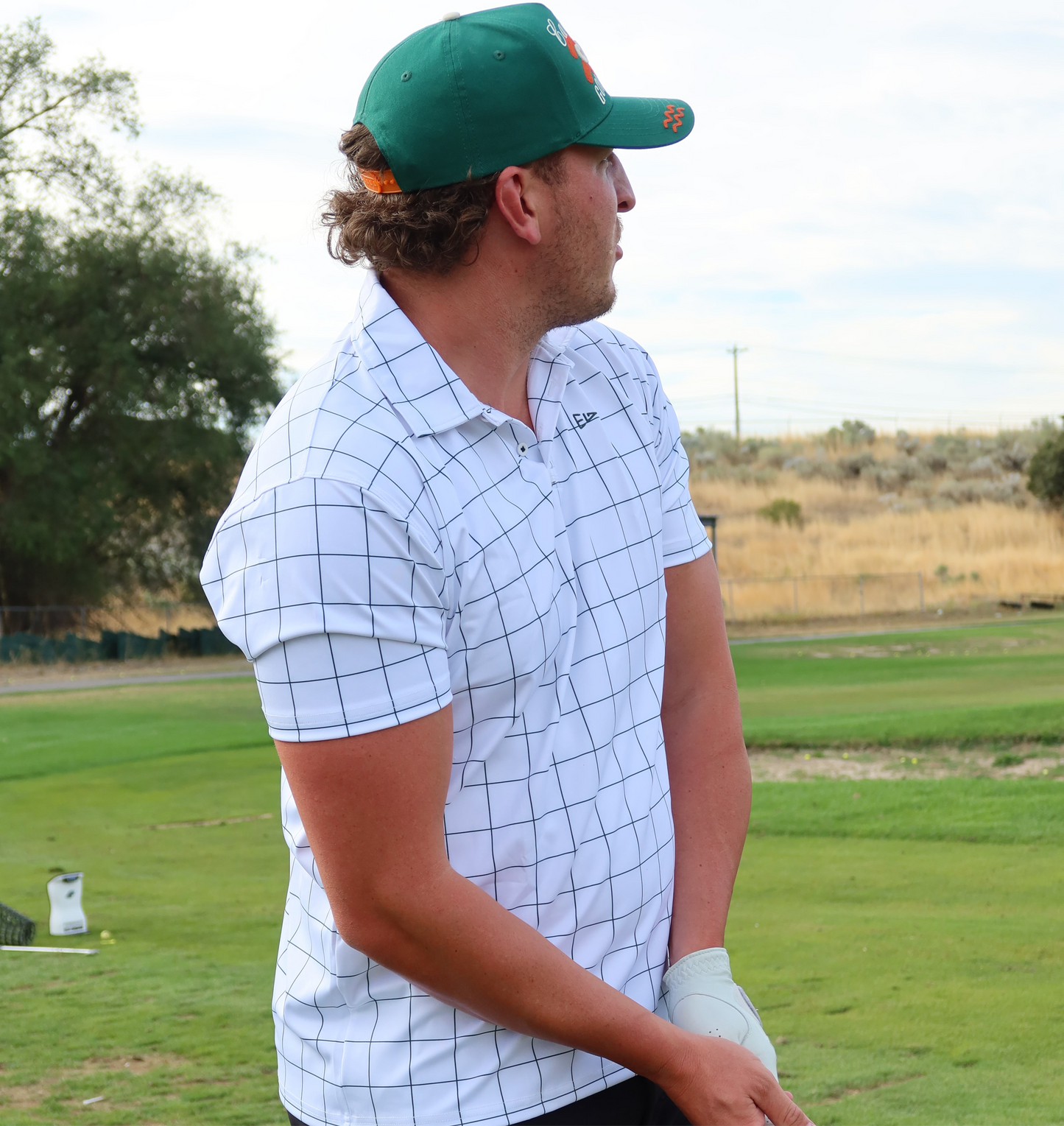 EG Mens Classic polo - white grid