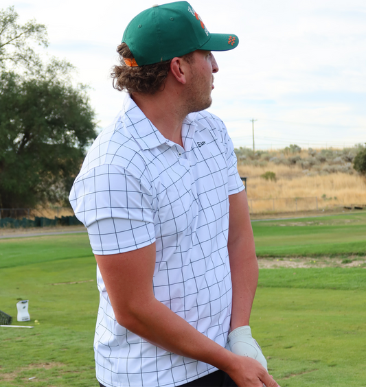 EG Mens Classic polo - white grid