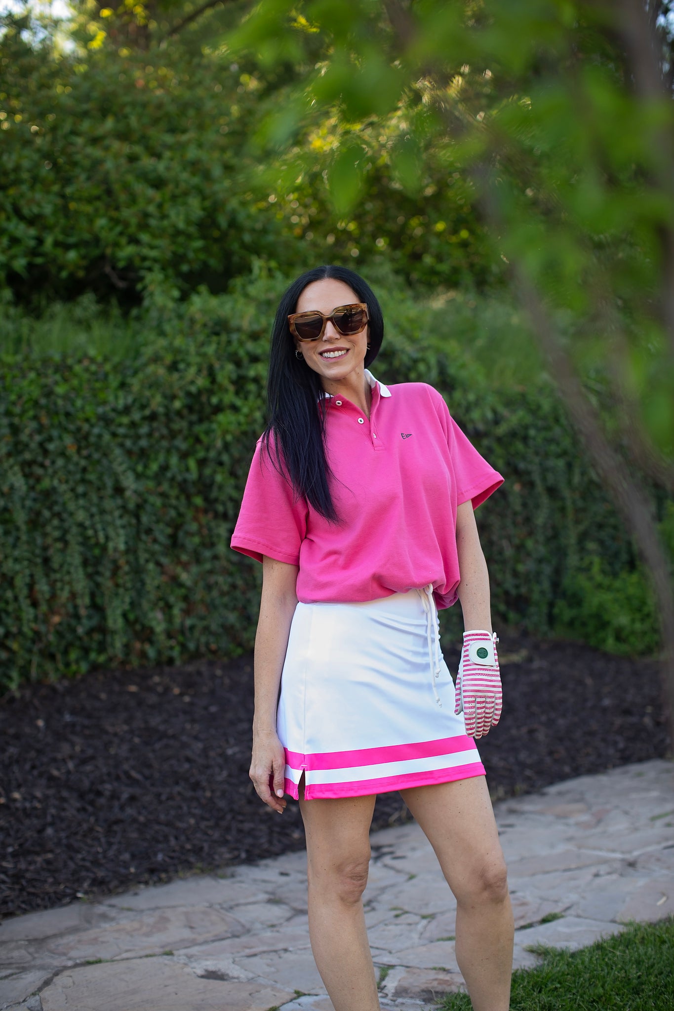 Azalea pink polo and skirt set