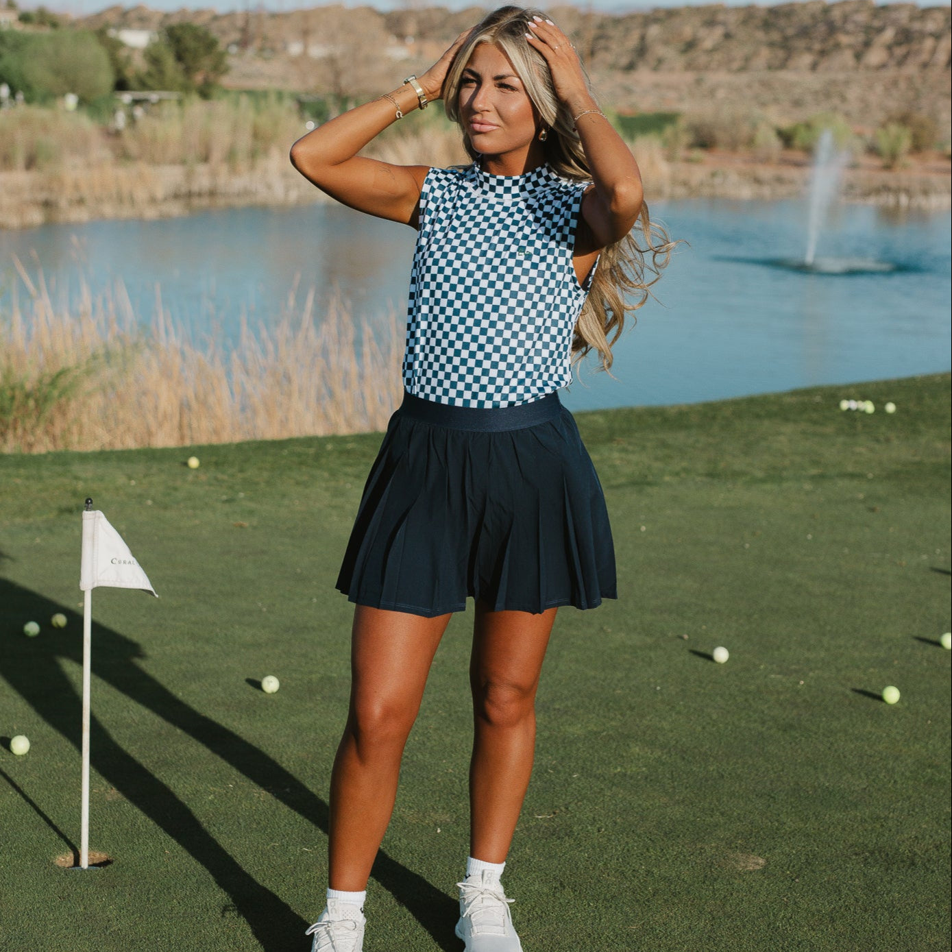 Woven pleated skirt