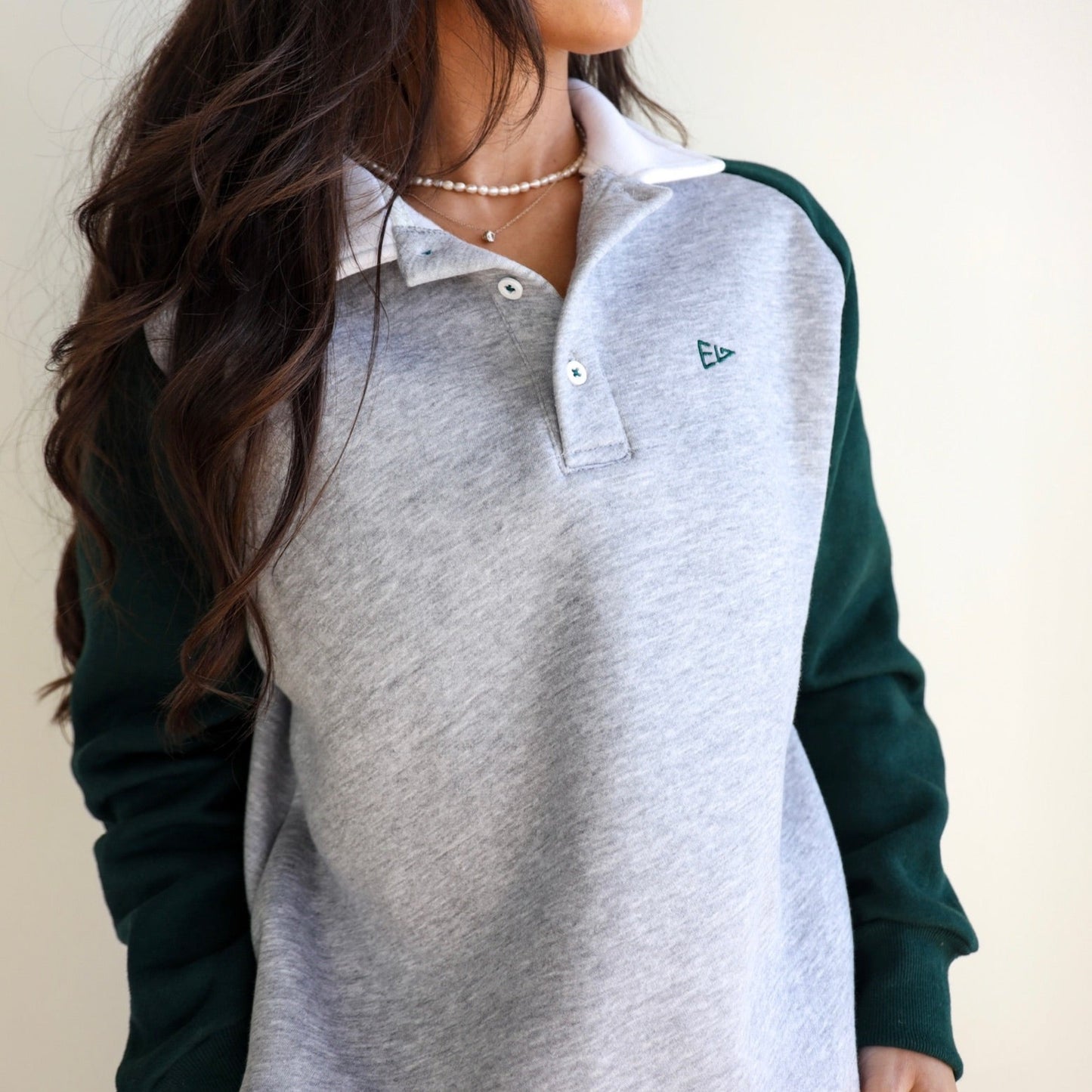 EG color block collared sweatshirt