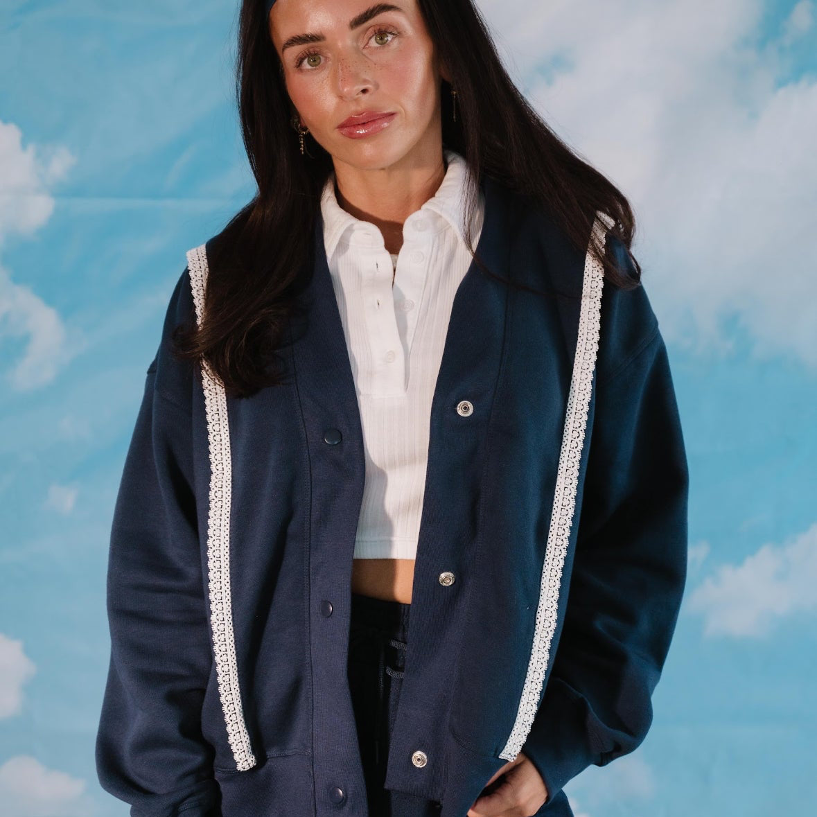 EG X Kaxi lace trimmed cardigan