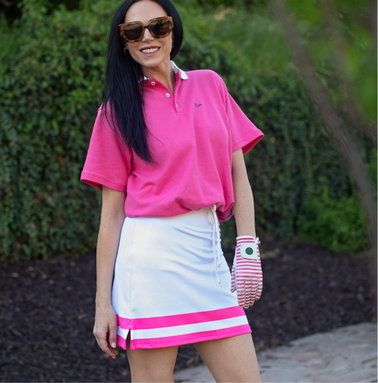 EG Classic skirt with striped hem - azalea pink