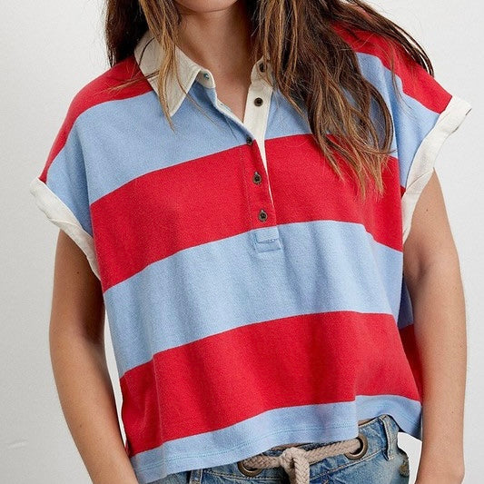Rolled sleeve polo