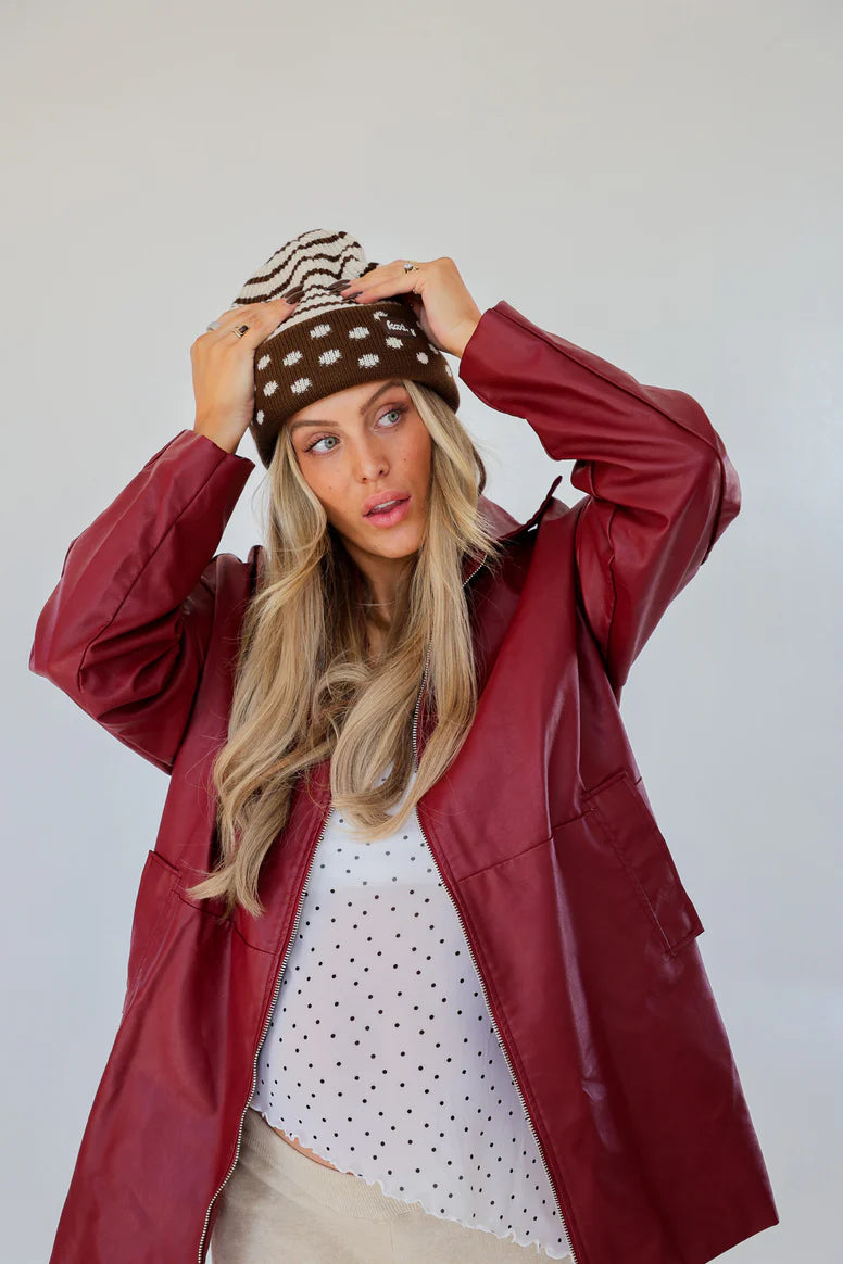 Reversible polka dot beanie