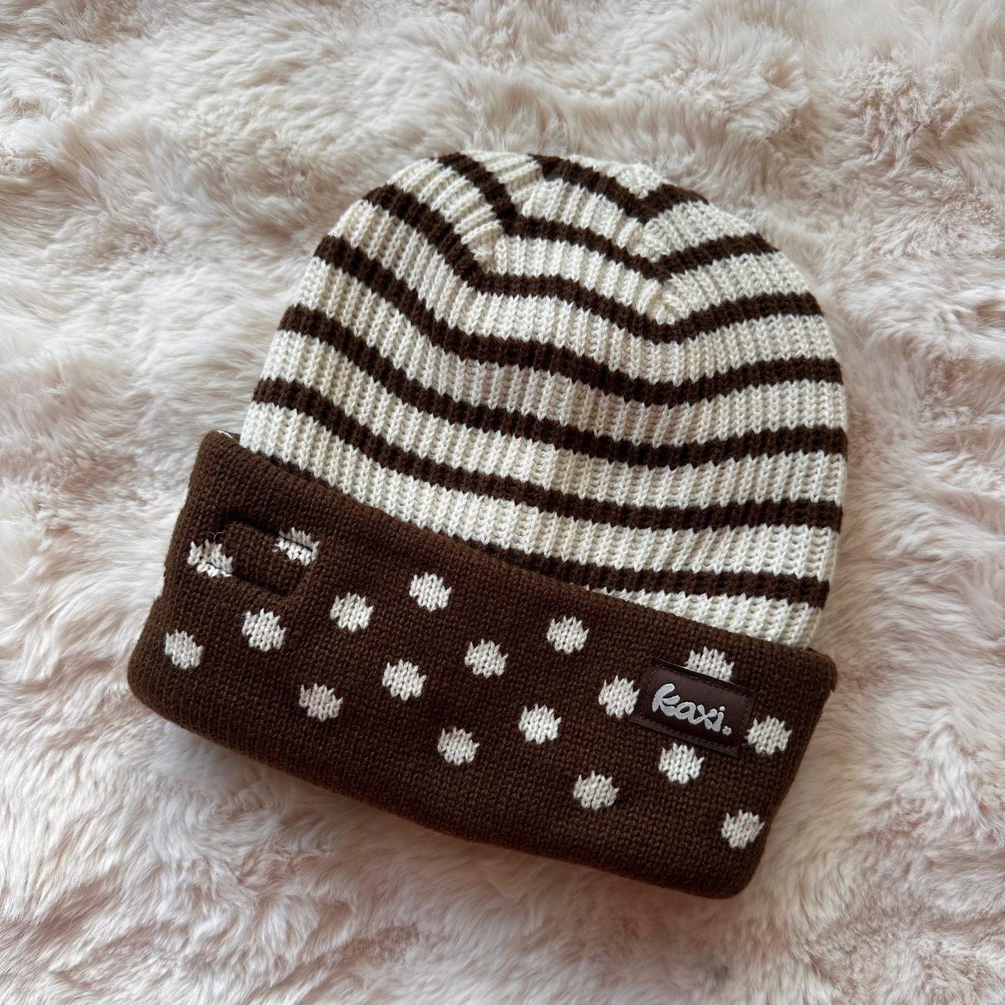 Reversible polka dot beanie