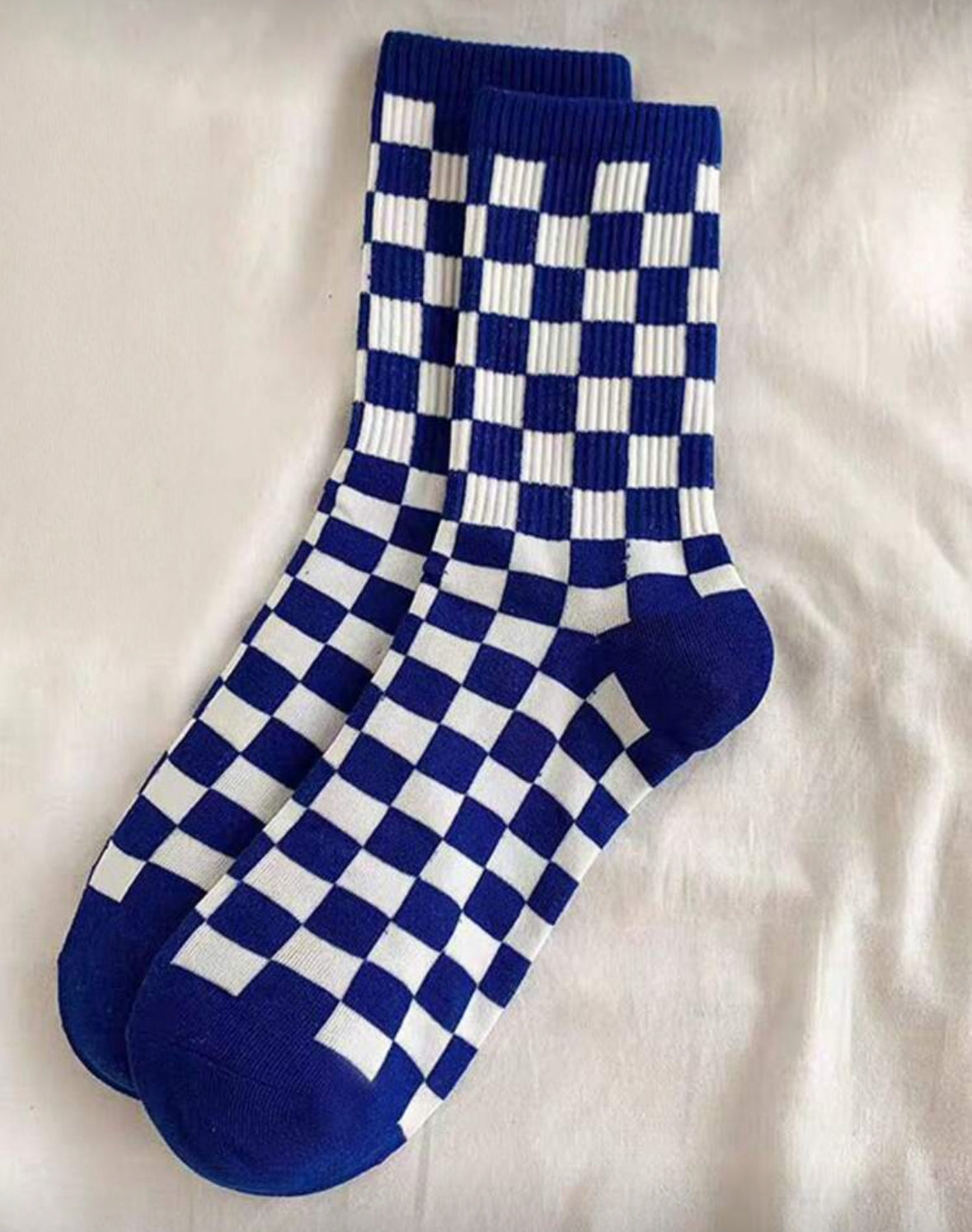 Checkered crew socks - blue