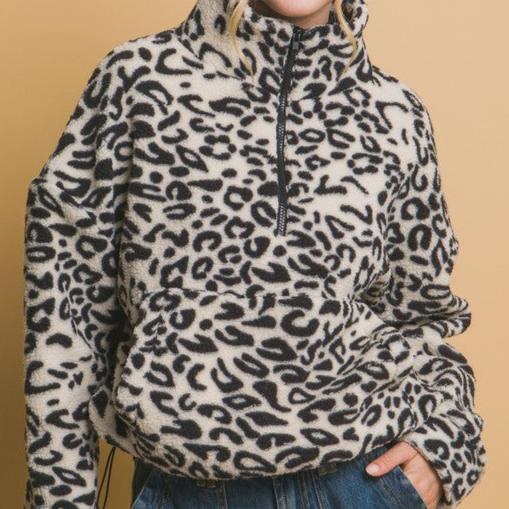 Cheetah print fleece jacket