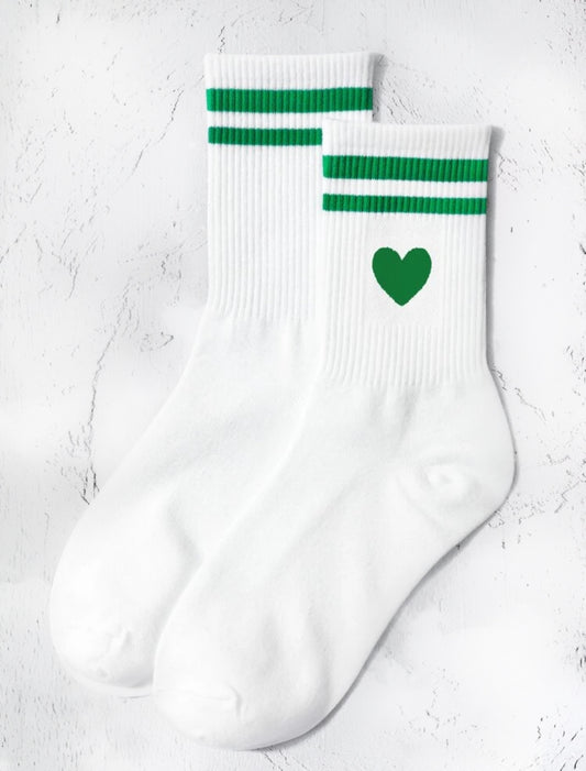 Striped heart crew socks