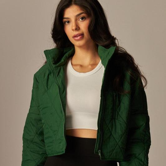 Quilted cropped puffer jacket