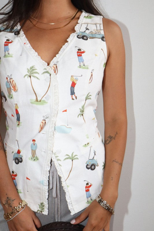 Tee time print vest