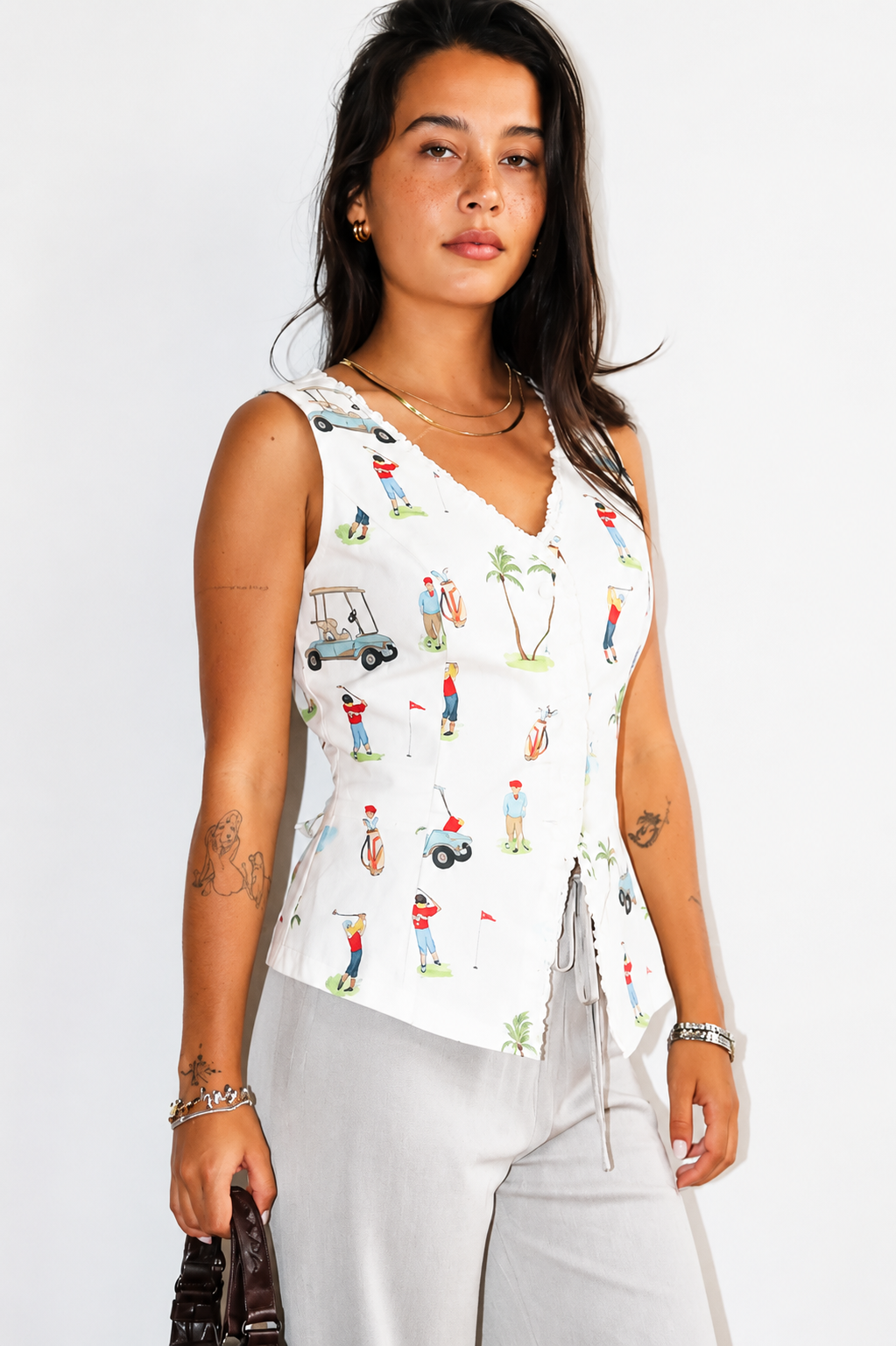 Tee time print vest
