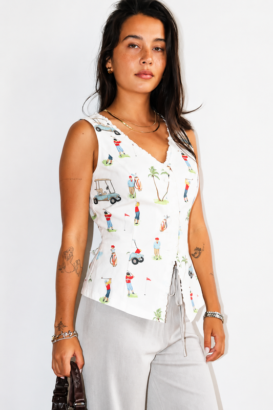 Tee time print vest