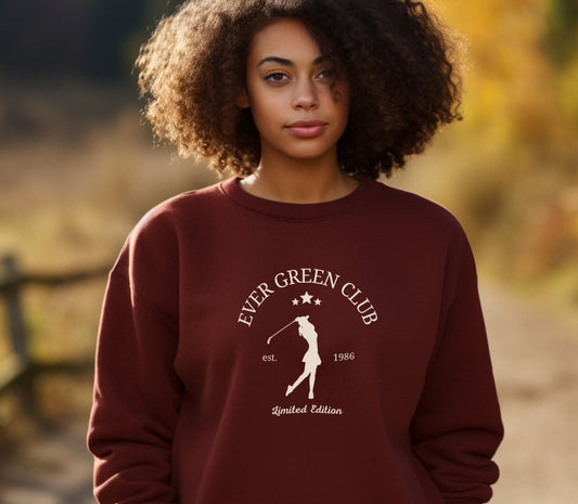 Ever Green Club lady golfer crewneck