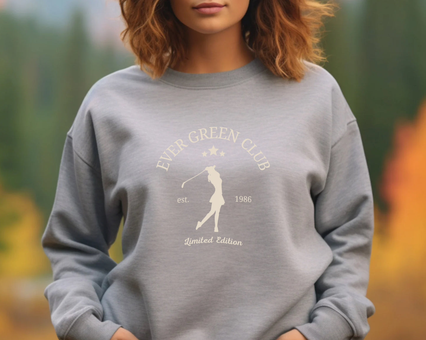 Ever Green Club lady golfer crewneck