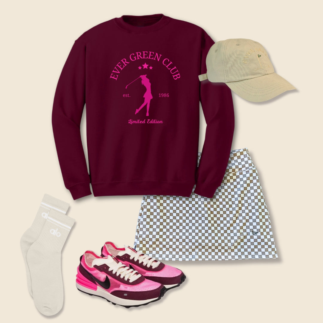 Ever Green Club lady golfer crewneck