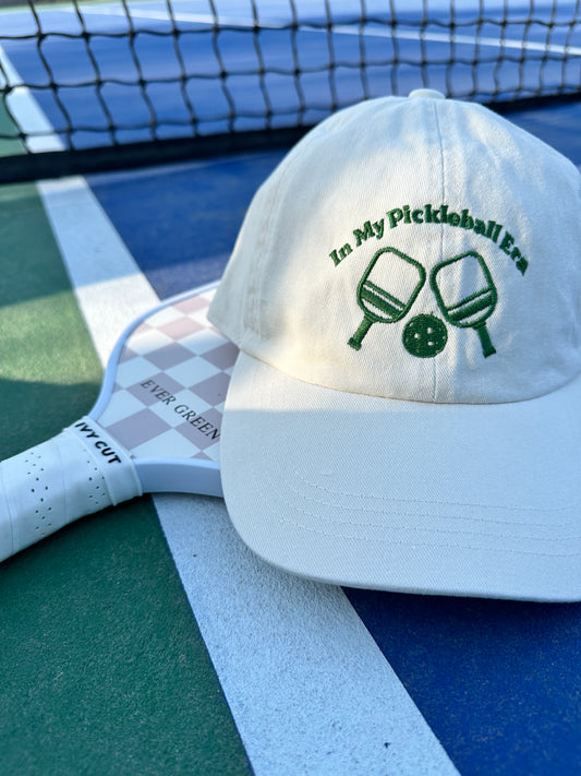 “In my pickleball era” paddles dad hat