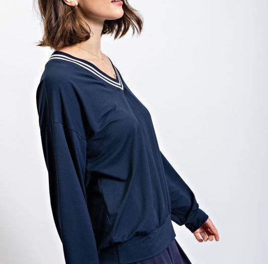 Quick Dry V neck-navy