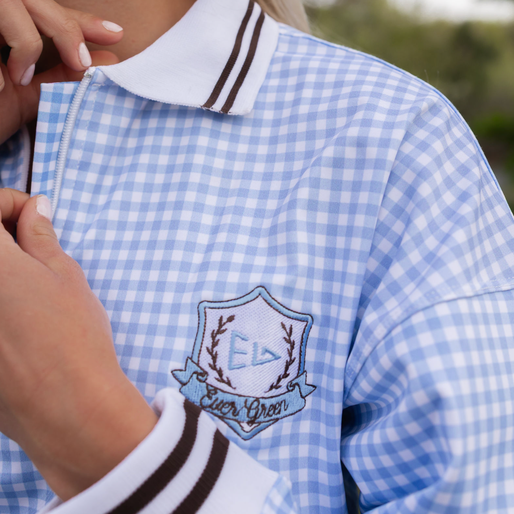 EG gingham quarter zip